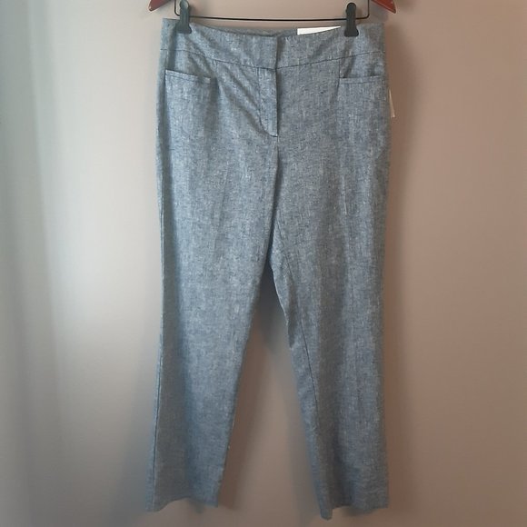 Ann Taylor "The Ankle Pant" Linen Cotton Mid-Rise Light Blue | New! Size 4 - Picture 2 of 13